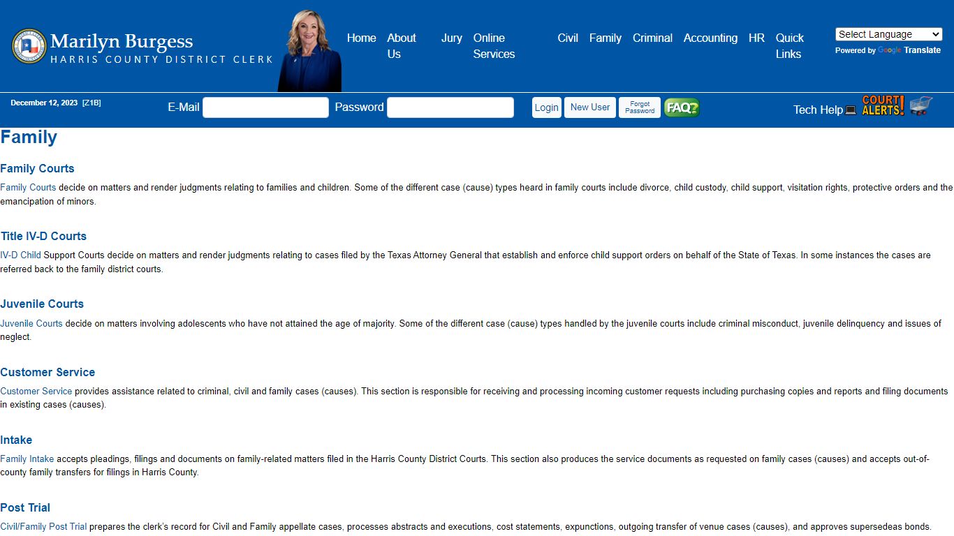 Office of Harris County District Clerk - Marilyn Burgess | Family